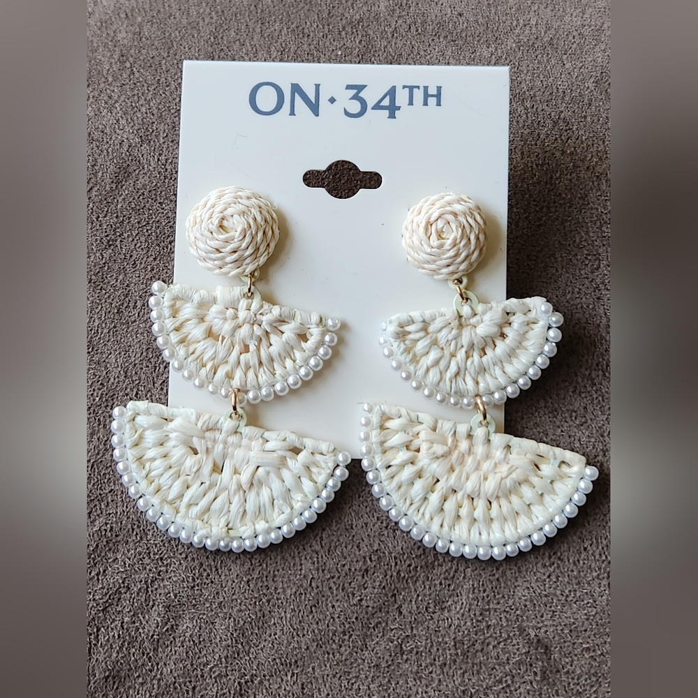 On 34th Semi Circle Dangle Earrings NWT